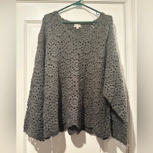 Gray Crochet Sweater- POL NWOT